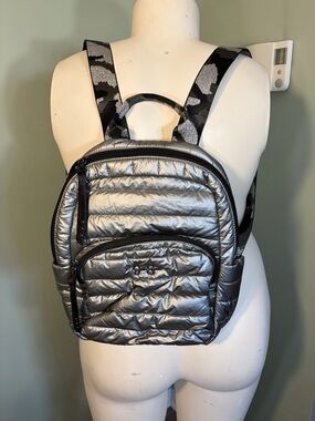 Jessica Simpson Metallic Silver Quilted Backpack